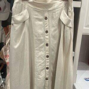 Torrid Cream A-Line Skirt with Button Detail